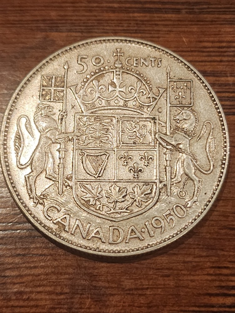 1950 Canada 50 Cents Design Silver Coin