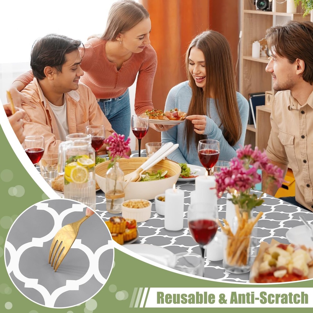 Smiry Rectangle Picnic Table Cloth, Waterproof 72" x 30" (Rectangular), Grey