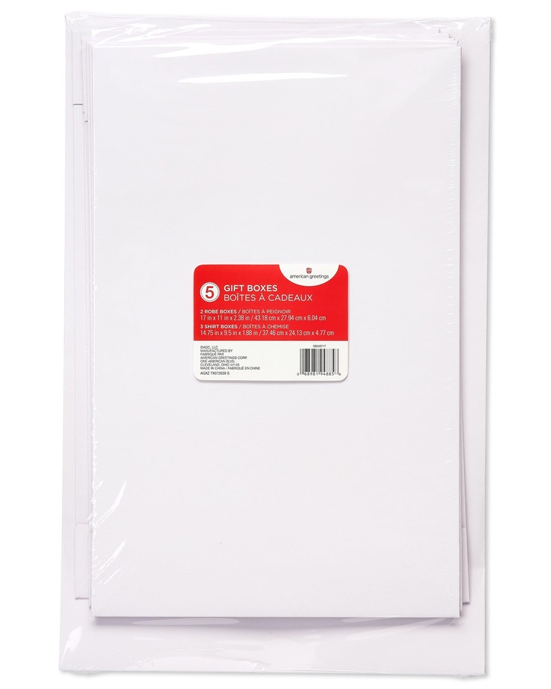 White Gift Boxes with Lids for Christmas (5 Boxes, 3 Medium, 2 Large)