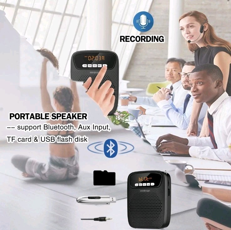 Portable Voice Amplifier Wireless & Wired Headset Microphone Speaker