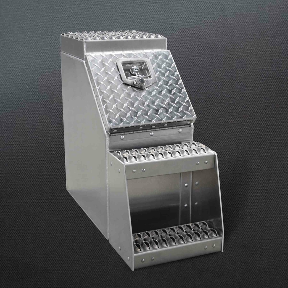 2PCS Aluminum Tool Box Step Saddle Box W/Lock Freightliner Kenworth Peterbilt