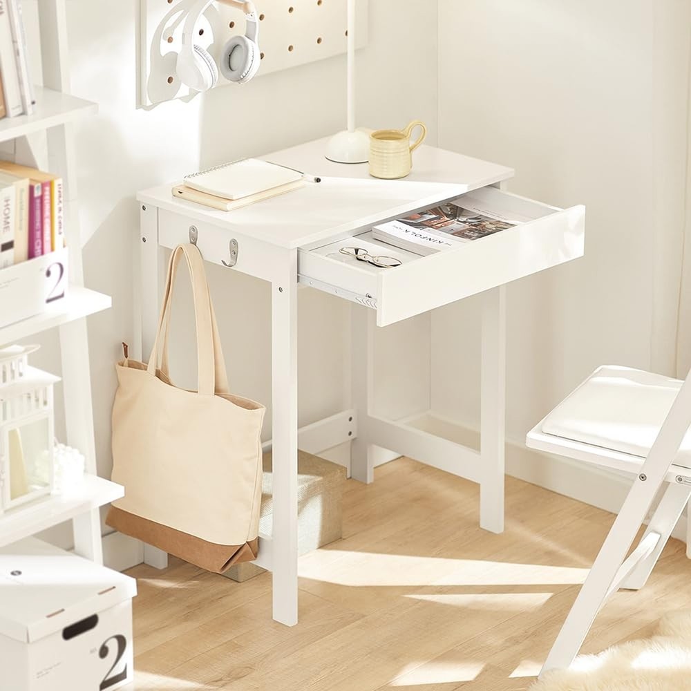 Haotian Small Desk with Drawers, Mini Writing Table, Vanity Table Computer Wo...