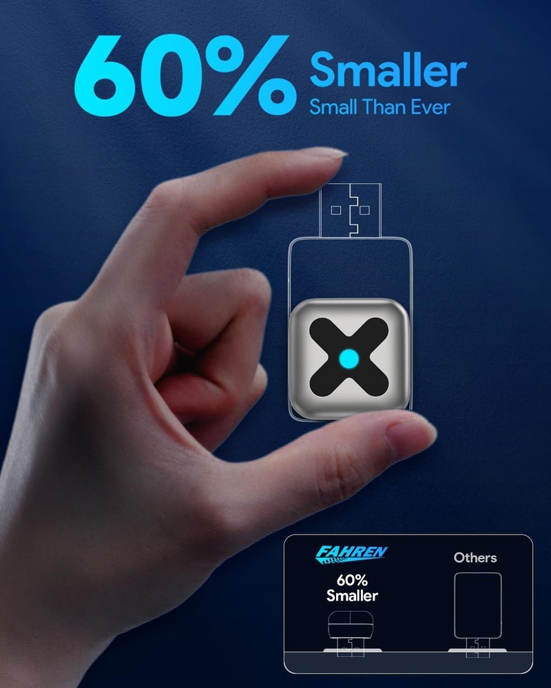 FAHREN 𝐔𝐥𝐭𝐫𝐚 𝐌𝐢𝐧𝐢 𝟐-𝐢𝐧-1 Wireless Apple CarPlay Android Auto Adapter