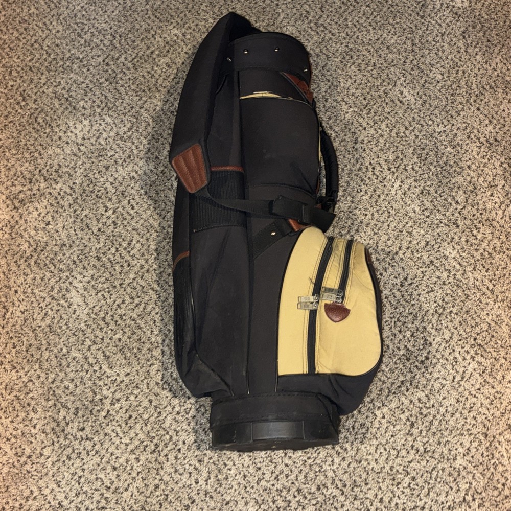 Pro Select Golf Bag 6 Way 5 Zip Pockets Carry Strap Brown Black