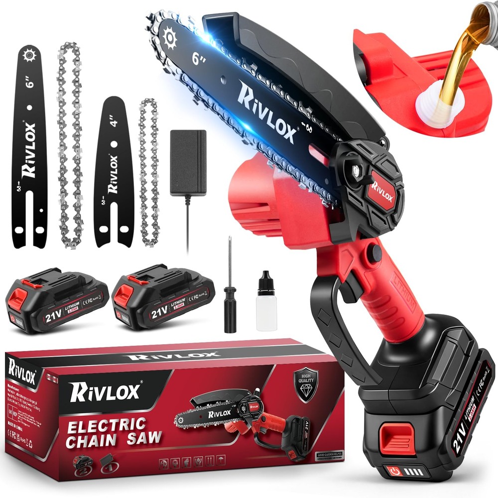 Mini Chainsaw,6 & 4 inch Electric Chainsaws Cordless Battery Powered, One-Han...