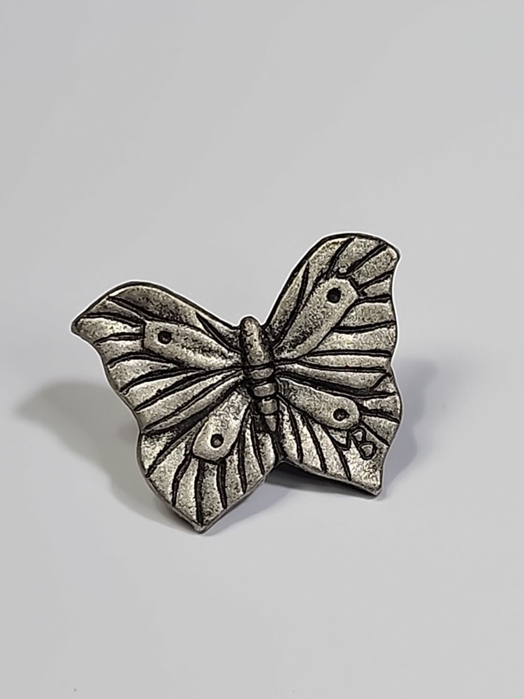 Butterfly Lapel Pin Silver Color Metal