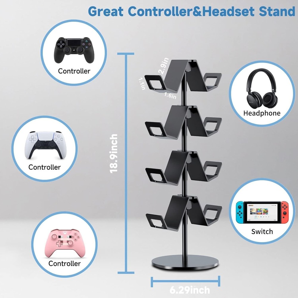 Controller Holder 4 Tier,Headphone Stand - Adjustable Controller Stand for Xbox