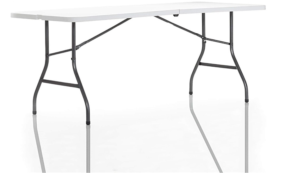 COSCO 6ft Fold-in-Half Banquet Table with Handle, Durable White for Events