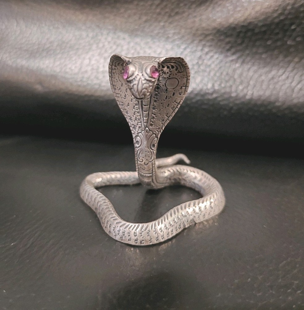 Indian Silver Cobra Ruby Inset Eyes