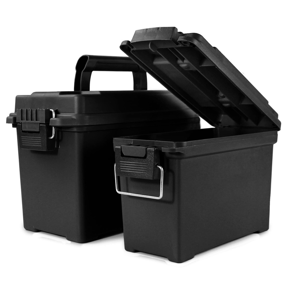 Plastic Ammo Cans 2-Pack Lockable Waterproof Storage Containers Field Boxes