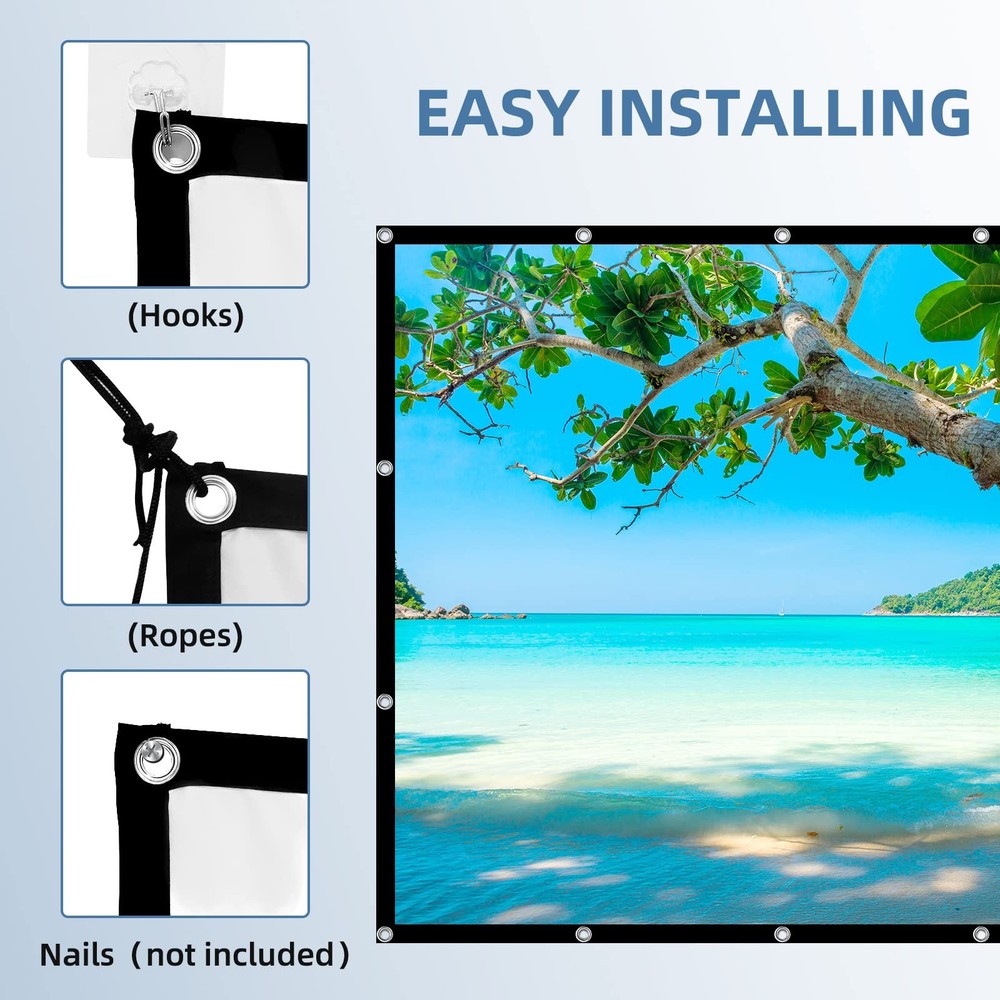 Projector Screen,4K 16:9 HD Rear Front Projectors Screen Foldable Projection ...