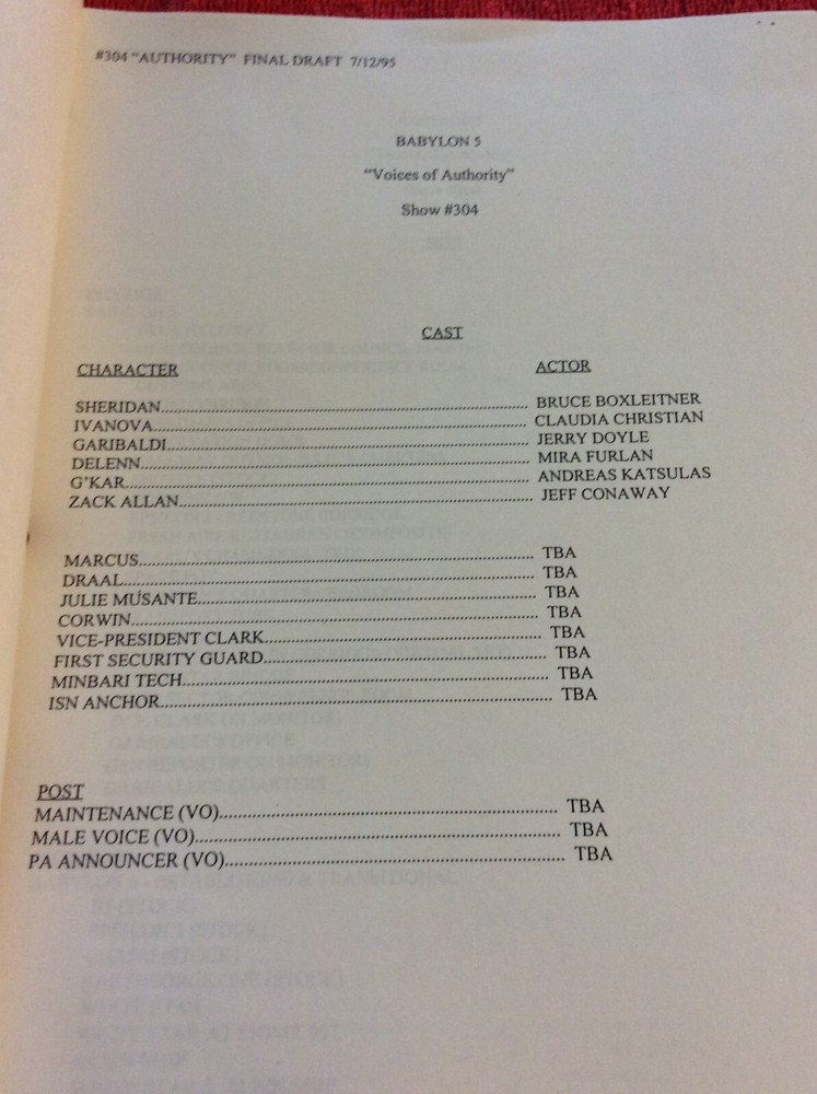 ORIGINAL SCRIPT BABYLON 5 VOICES OF AUTHORITY #304 JERRY DOYLE MICHAEL O'HARE