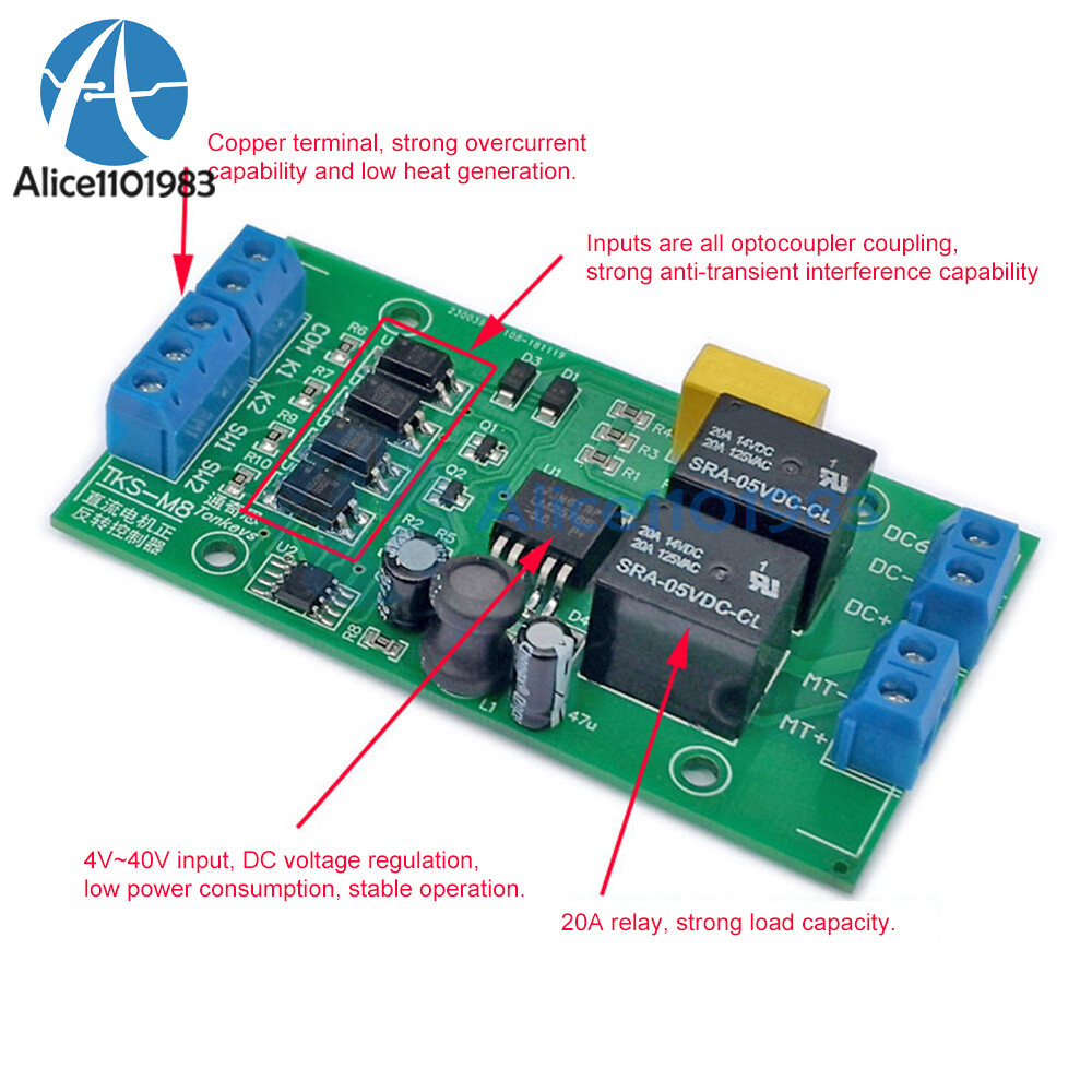 Motor Controller Forward Reverse 20A High Current Control Board DC 5V/12V/24V