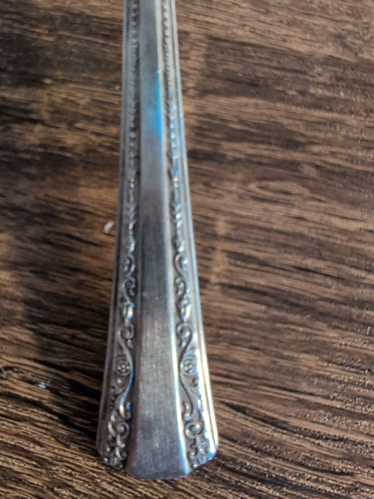 Vtge Fascination Silverplate Cold Meat Serving Fork Floral Scroll Pattern 8.5"
