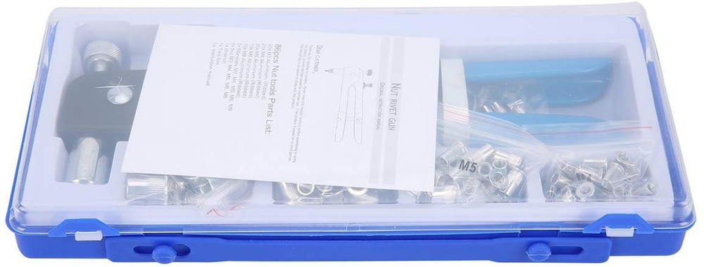 FreeTec Threaded Rivet Nut Setter Insert Tool Kit 86pcs Hand Riveter Rivnut N...