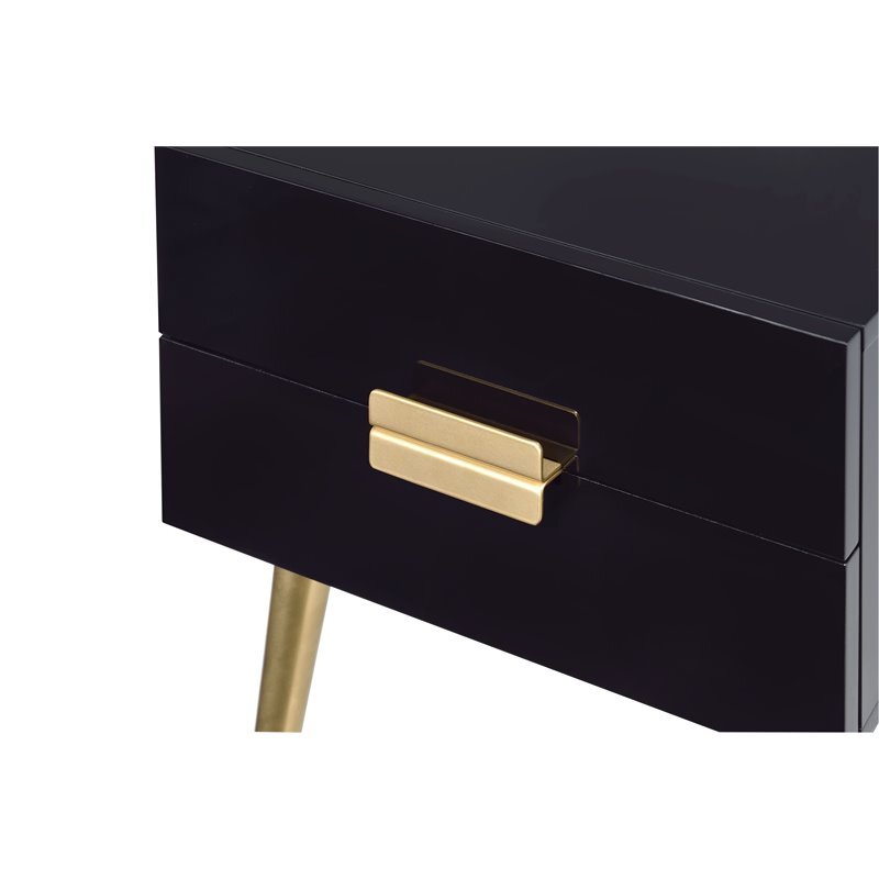 Bowery Hill Contemporary Rectangular Wooden End Table in Black and Gold