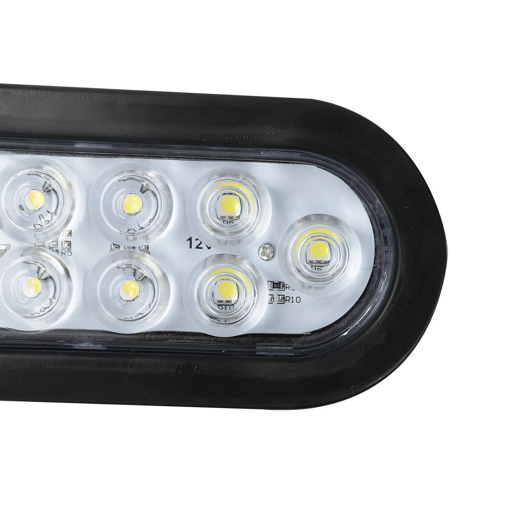 2x 6" Oval White 10 LED Trailer Truck Sealed Reverse Back-Up Tail Lights 12V