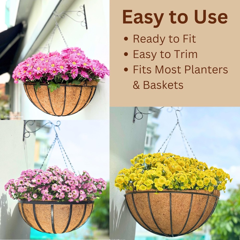 LaLaGreen Bundle- 2 Pack, 20 Inch Hanging Basket with Coco Liner + 2 Pack, 20...