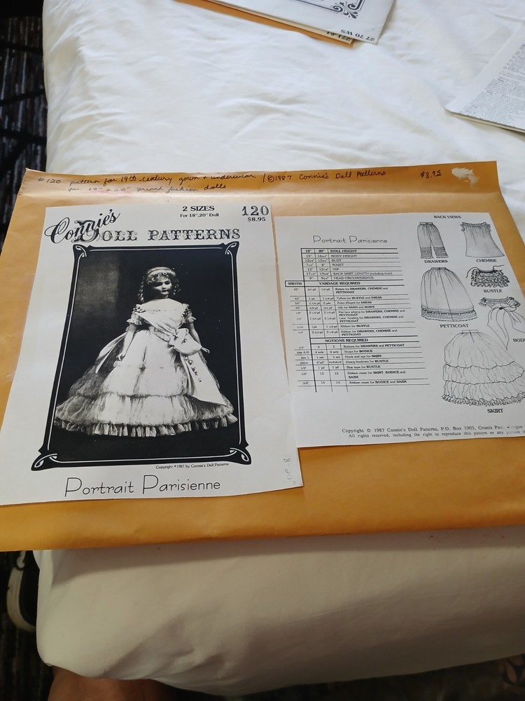 Connies doll patterns  18 in doll uncut