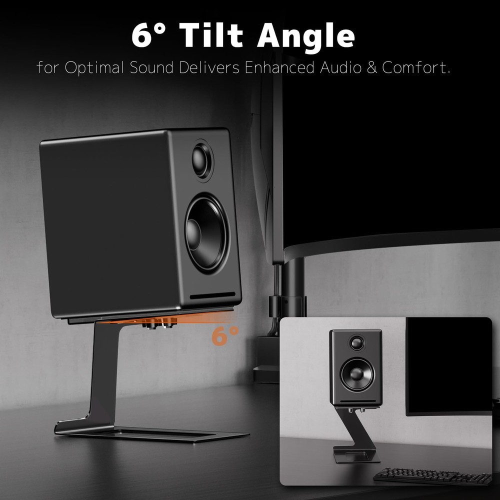 Speaker Stands, 7.71in Depth, 6 Tilt Angle, Black