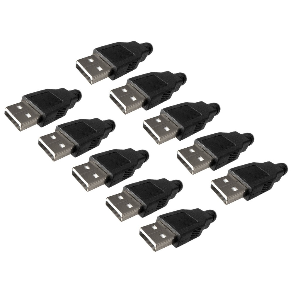 Experience Optimized USB 2 0 Male Connector Black Plastic Case Pack of 10