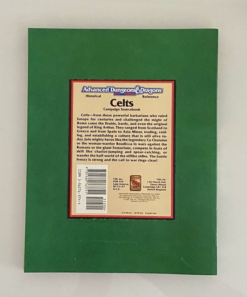 AD&D 2nd Ed Historical Reference: Celts Campaign Sourcebook #9376; W/ Map