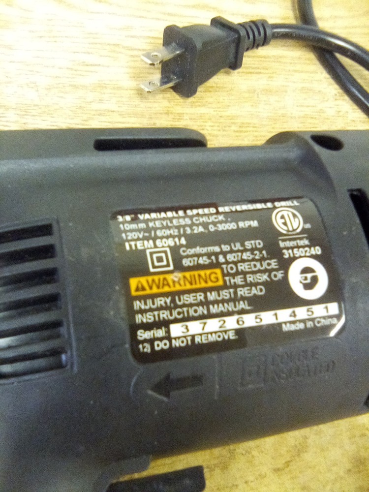 Drill Master 60614 3/8" Variable Speed Reversible Drill 120V