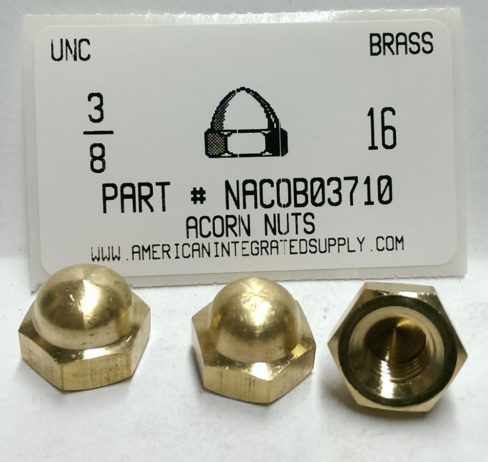 3/8-16 Acorn Cap Nuts (5/8 Hex) Solid Brass (4)