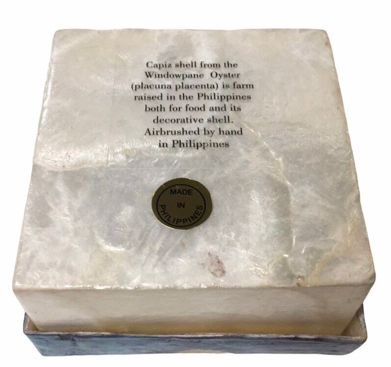 Square Otter And Starfish Capiz Shell Box 4"