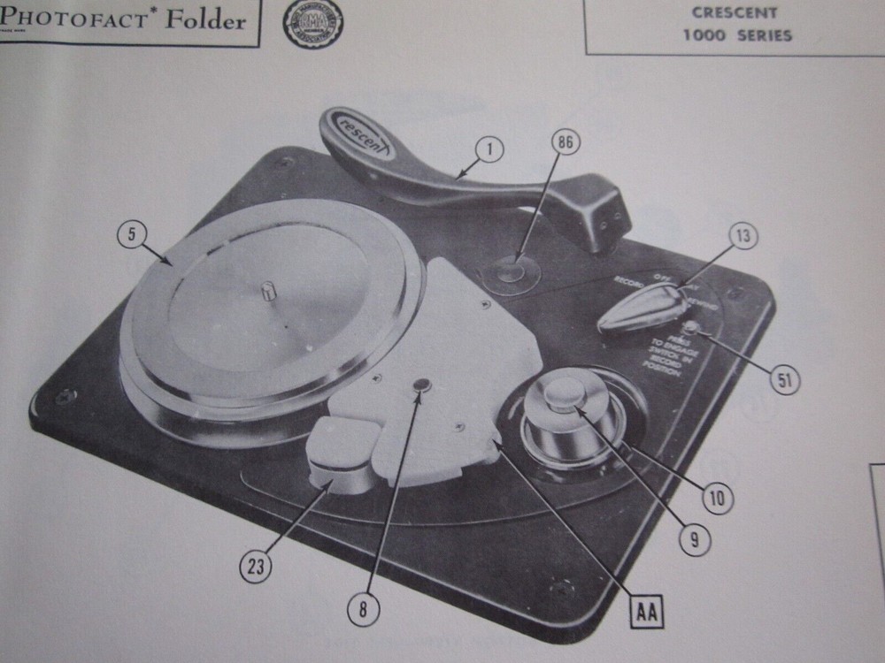 CRESCENT 1000 SERIES WIRE RECORDER PHOTOFACT