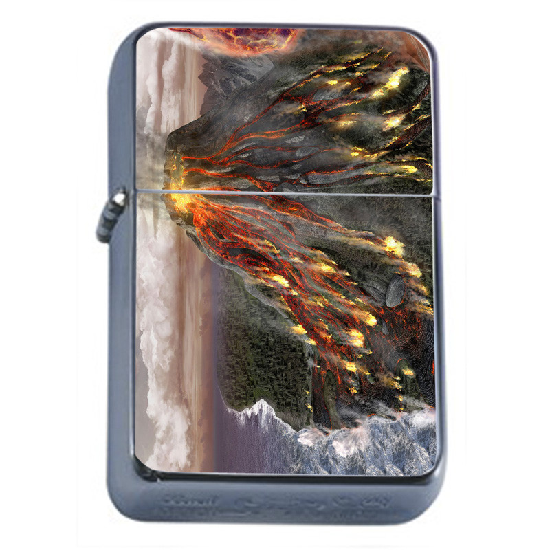 Volcanoes D2 Flip Top Oil Lighter Wind Resistant