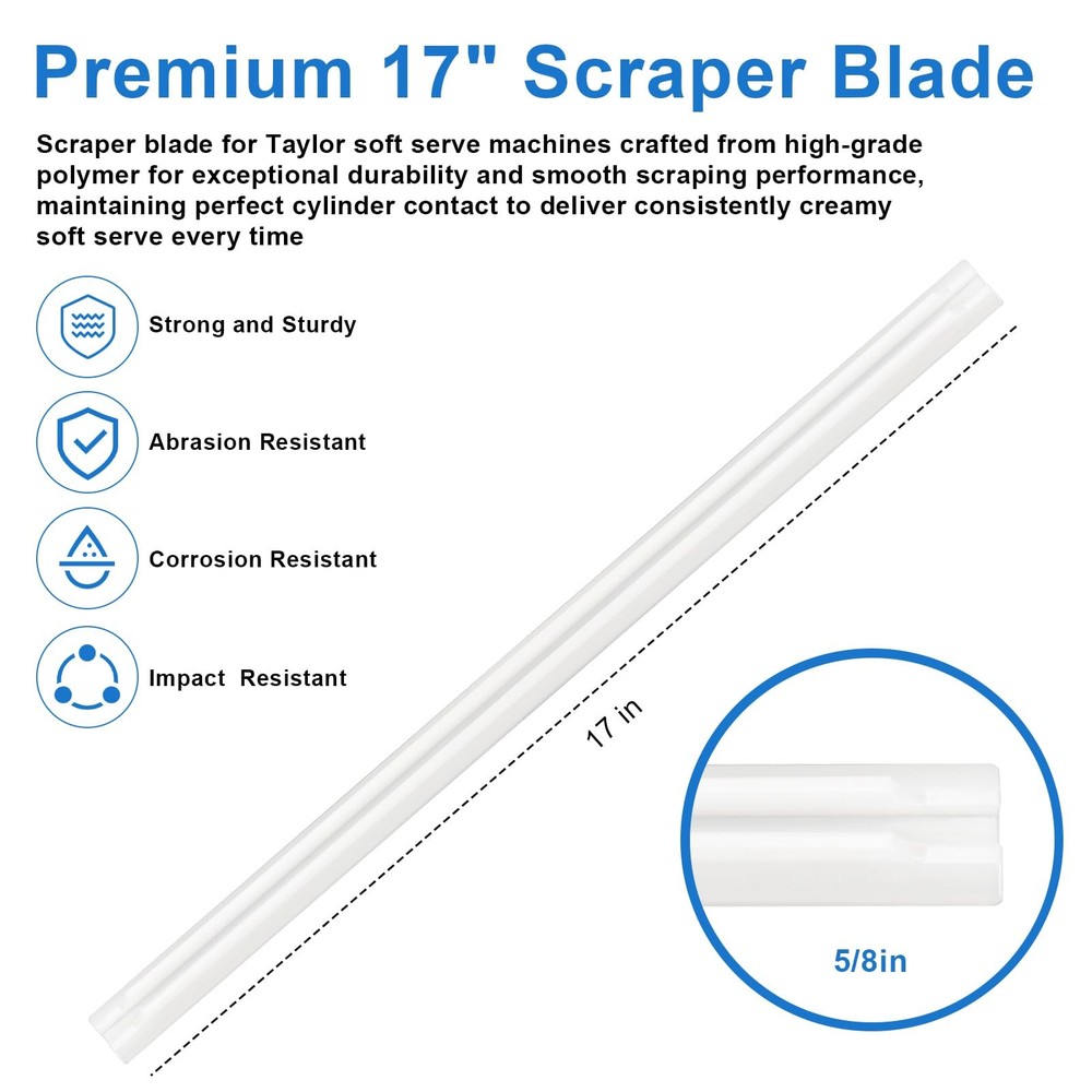 "17" Replacement Scraper Blade for Soft Serve Machines - 10 Pack"