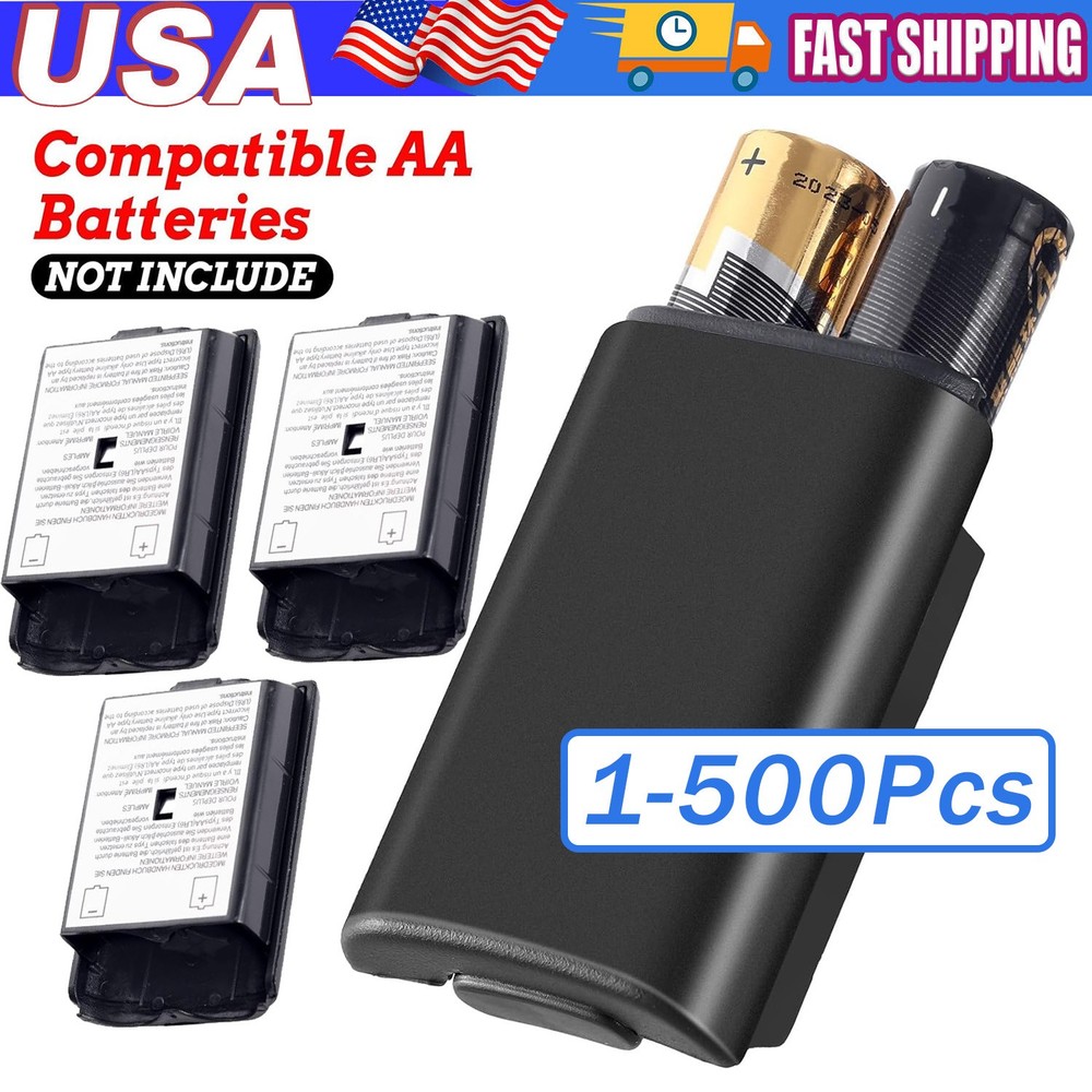 AA Battery Back Cover Case Shell Pack For Xbox 360 Wireless Controller Black Lot