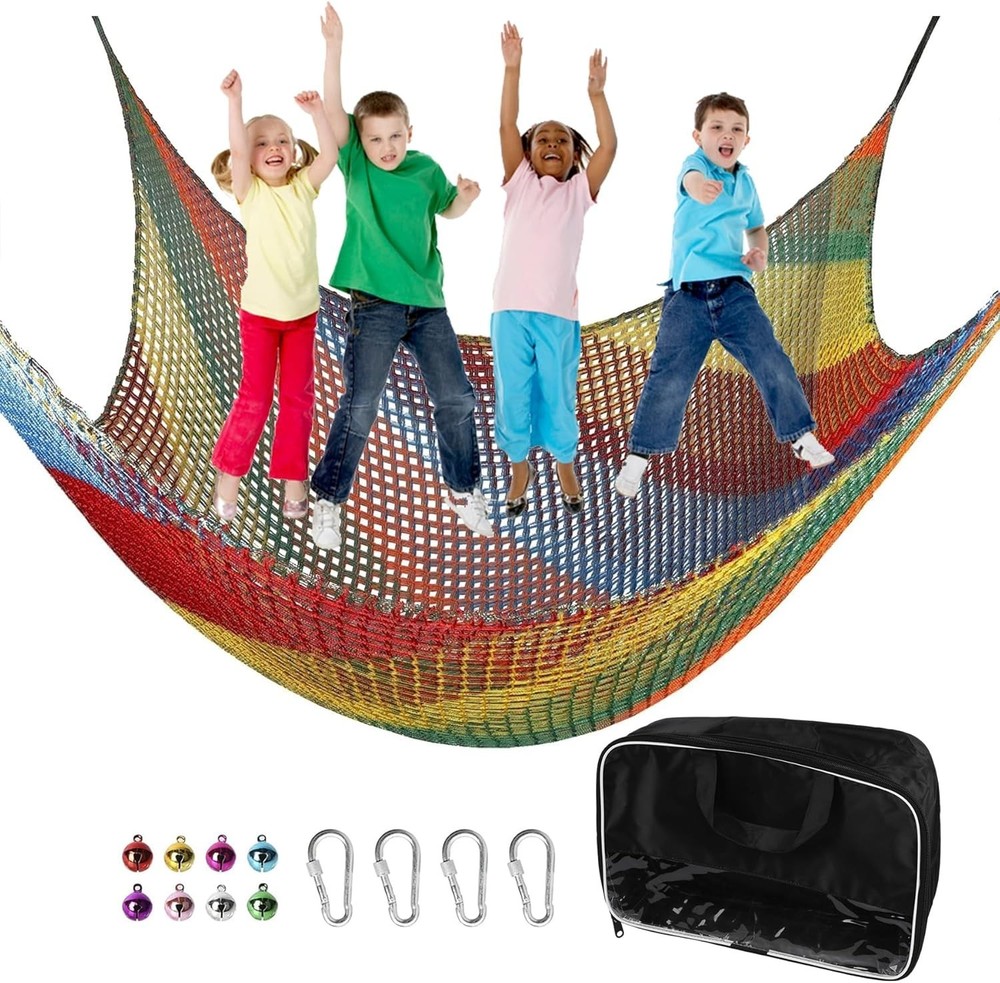 Easy-Install Double Layer Climbing Net 14.7' x 9.8' - Perfect for Backyard Play