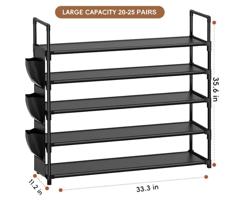 OYREL 5 Tier Shoe Rack Black