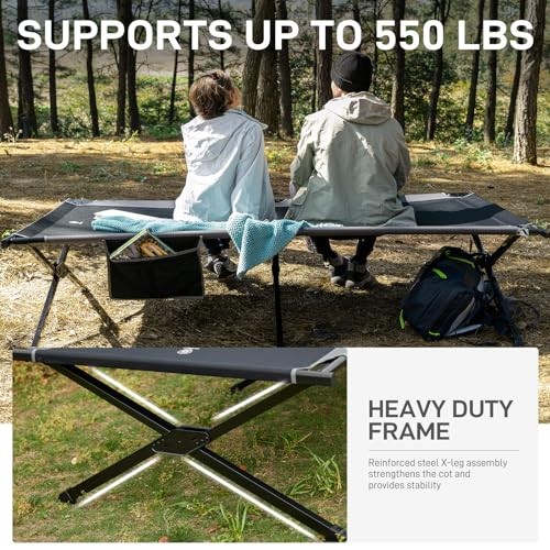 Extra Wide Camping Cot for Adults Oversized XXL Sleeping Cots Folding Black