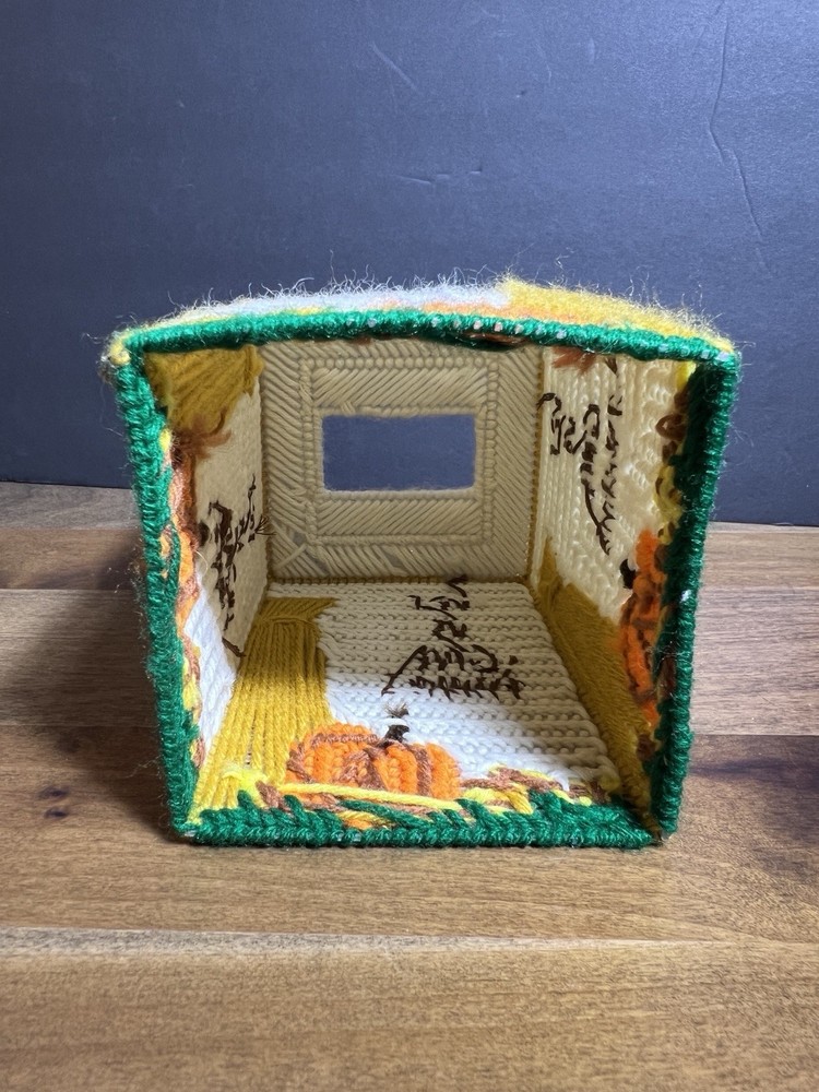 Vintage Handmade Tissue Box Cover Fall