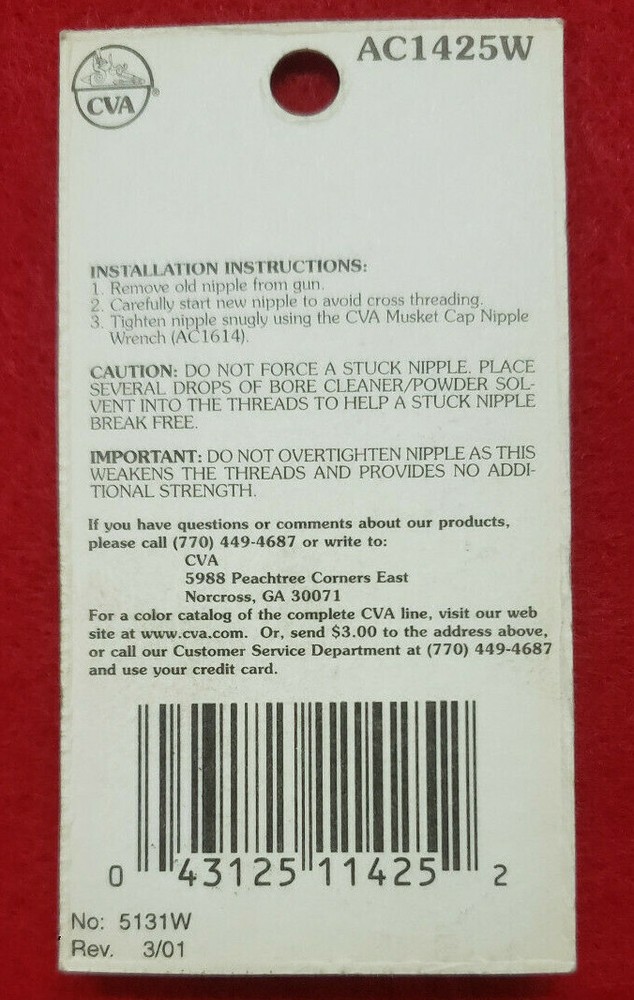 CVA Musket Cap Nipple (6 Pack)