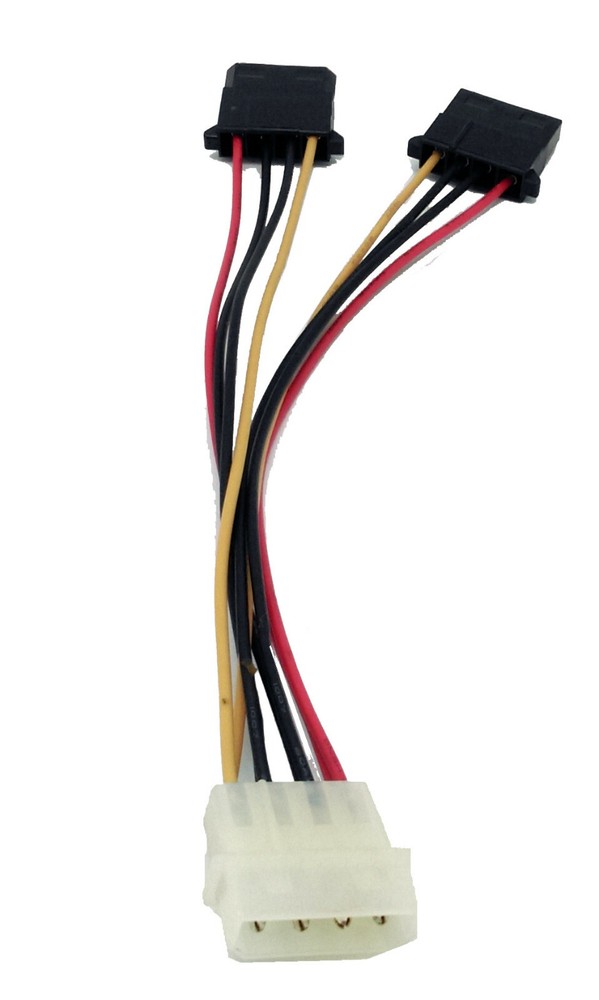 NEW 2-PACK Internal Power Supply 4Pin Y Adapter Cable,Molex PC Peripheral Plug