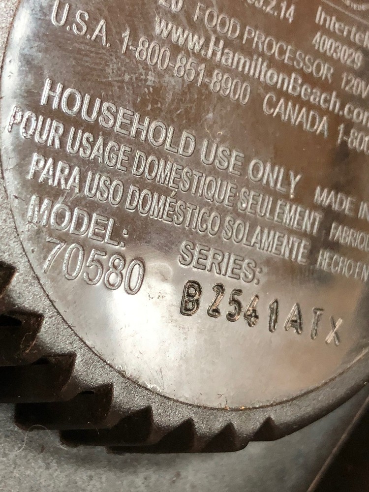 Hamilton Beach Food Processor 70580 Replacement Pitcher Only