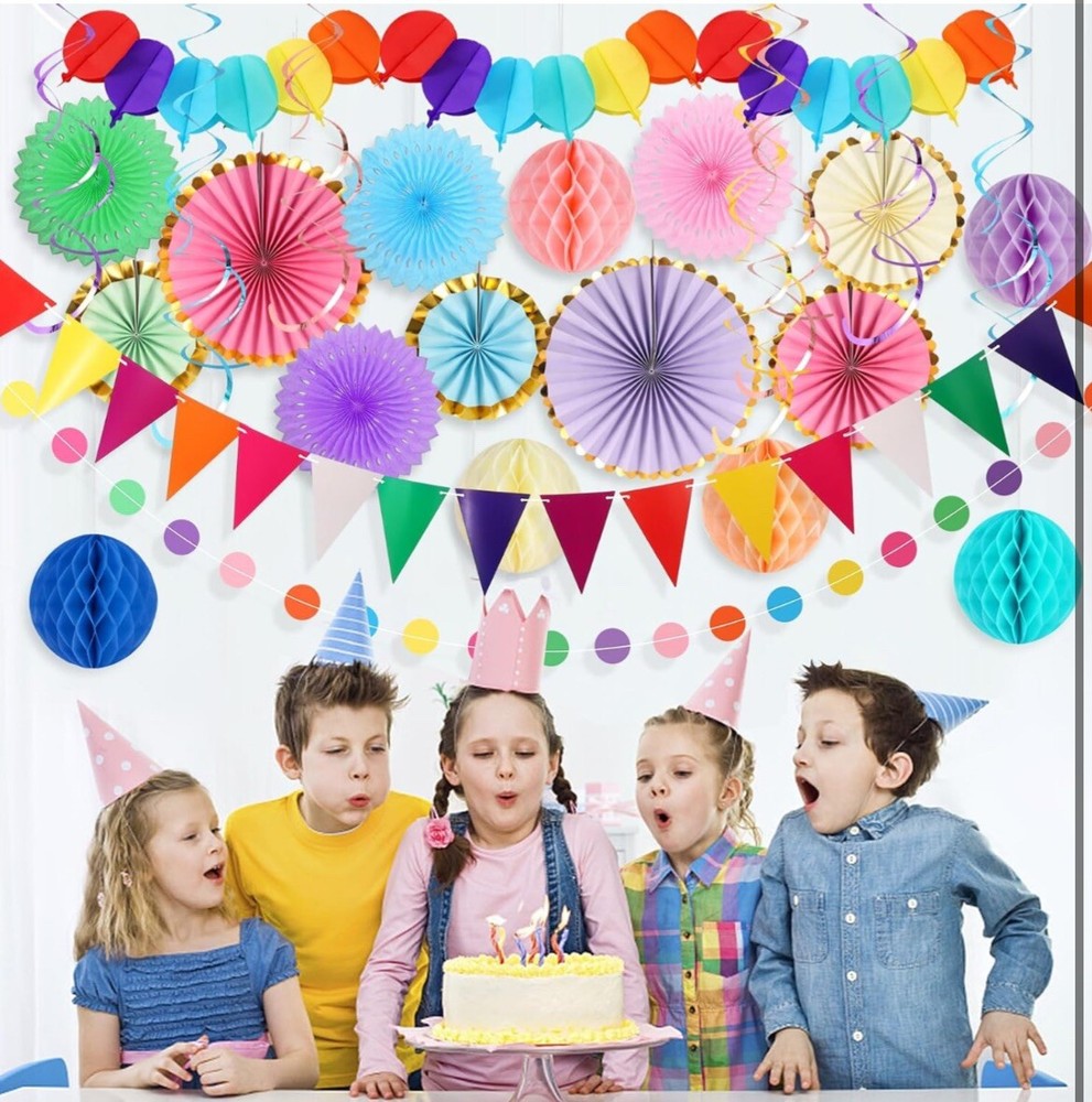 Pastel Party Decorations, 31 Pcs Multicolor Paper Party Decorations