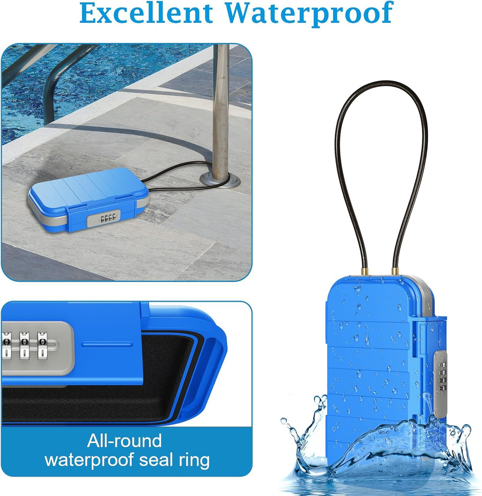 Portable Safe Box, Combination Lock Box with Code, Waterproof Anti-Theft Mini Tr