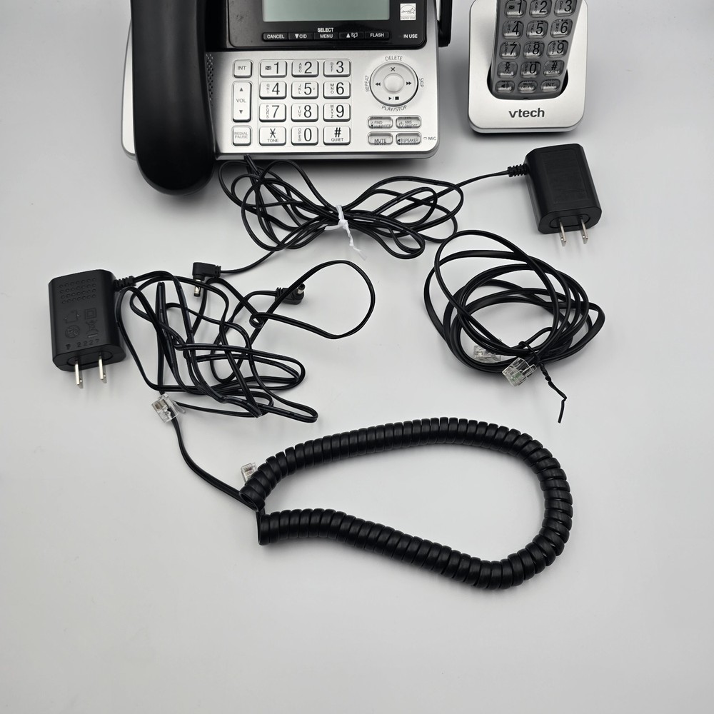 VTech CS5249 DECT 6.0 Expandable Corded with Answering Machine, Black & Silver