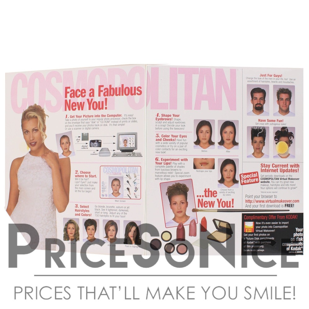 💄 Cosmopolitan Virtual Makeover CD-ROM for Windows & Macintosh - Big Box NEW