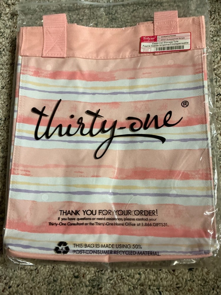 Thirty One Essential Storage Tote in Sunwashed Stripe