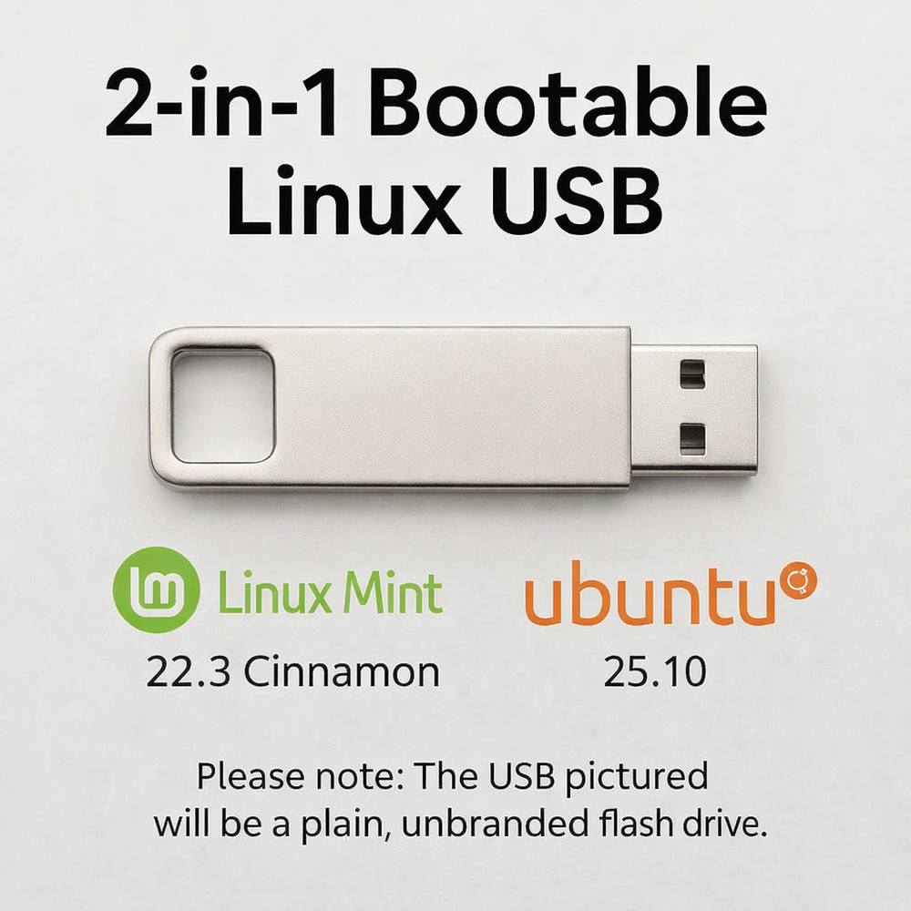 Bootable Linux USB – Mint 22.3 Cinnamon + Ubuntu 25.10 Installer 2-in-1