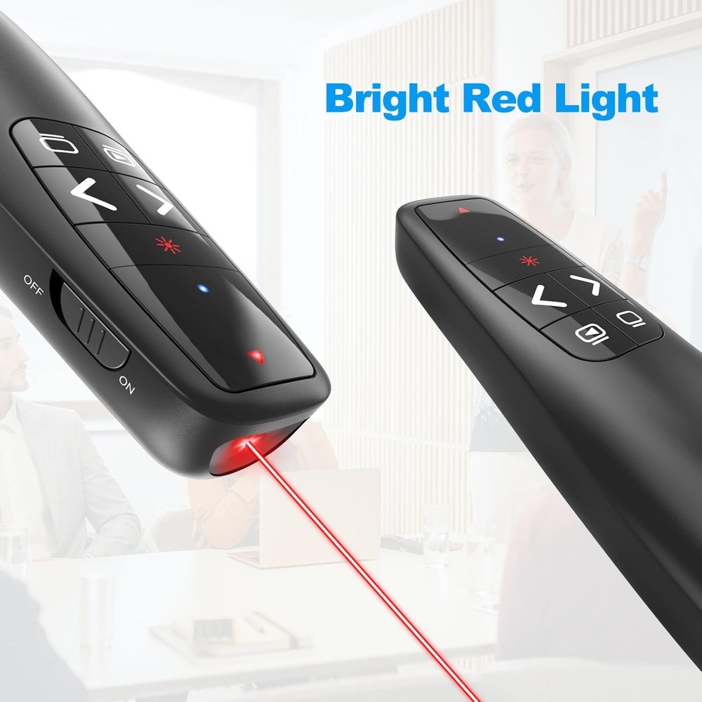 Long Range Wireless Presenter Remote - Enhanced PowerPoint Control to 100 Feet