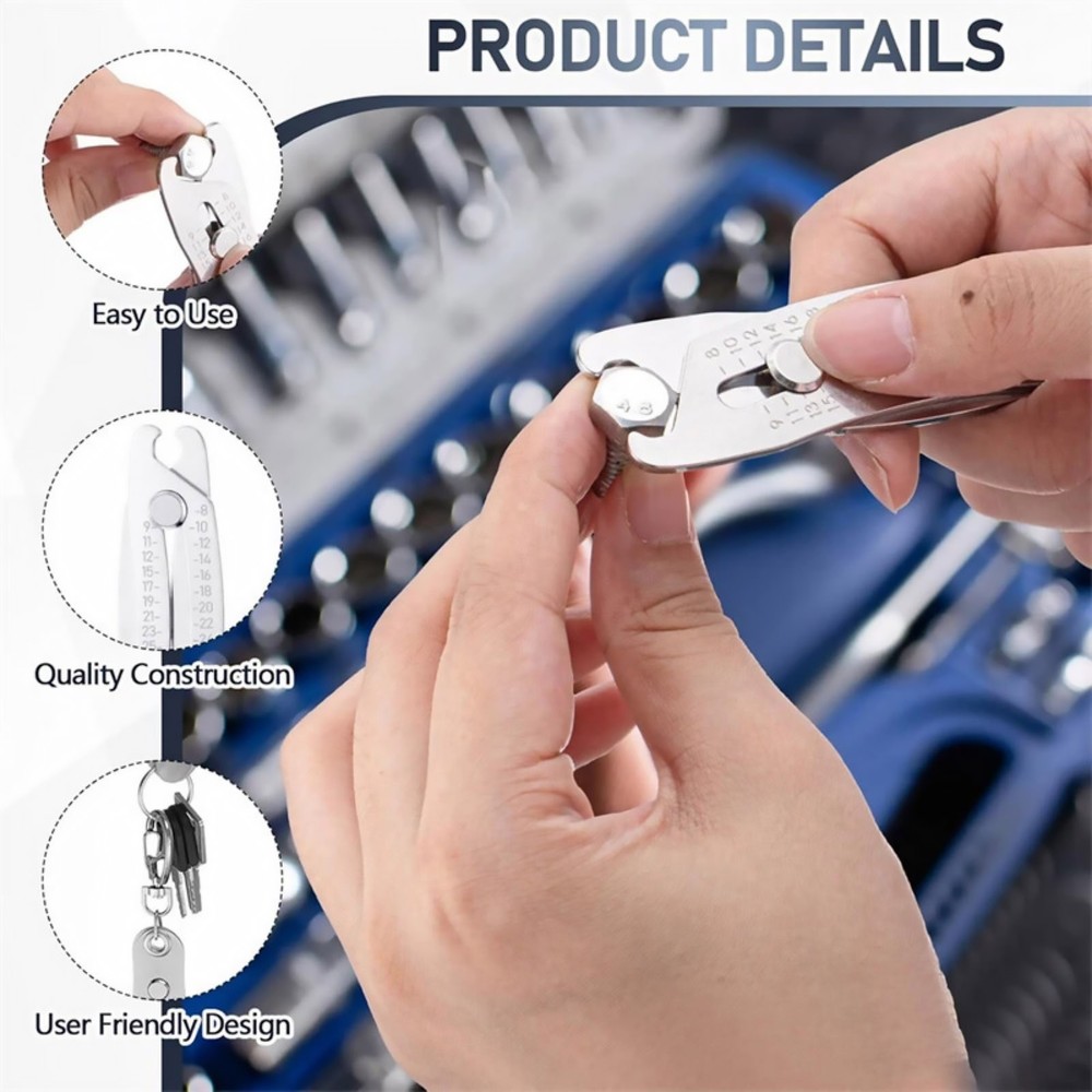 Portable Bolt Thread Checker - Keychain Size Gauge Tool for Nut Identification