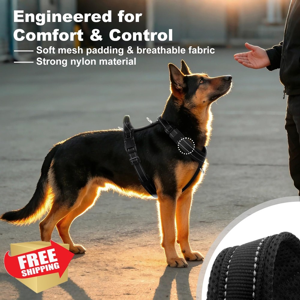 APakBak Dog Harness S Black Mesh Padded No Pull Front Clip