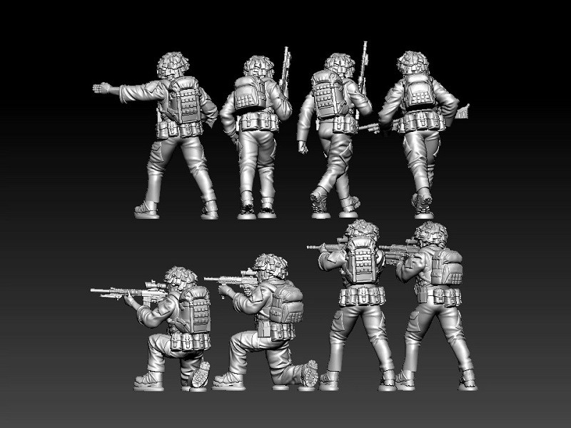 3D printed 1/72 Modern Britain "SAS Operational Team A" 8 man group model